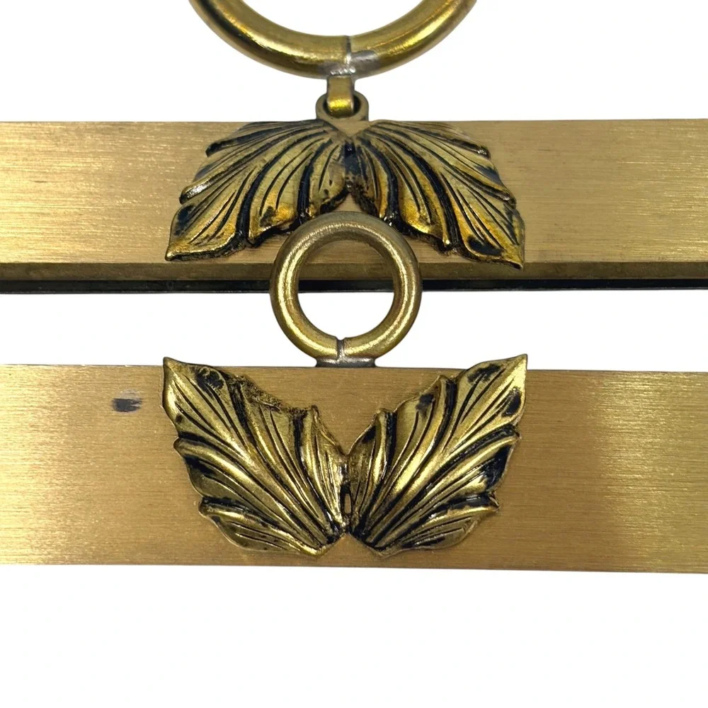 VTG H. Boje Denmark Bronze Tapestry Hanger Set MCM Leaf Design Danish Rare